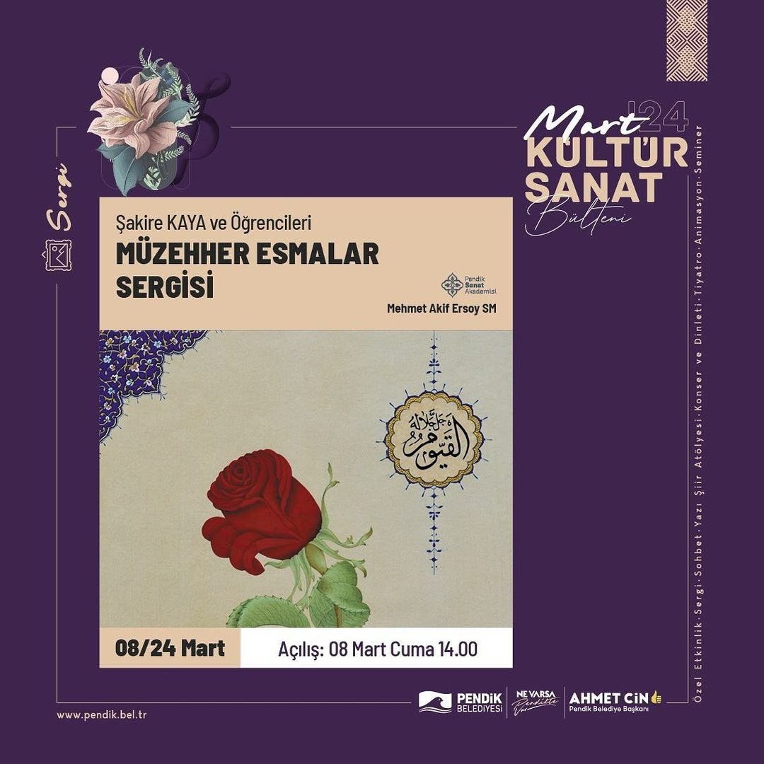 Pendik Kültür Sanat - Şakire Kaya ve Öğrencileri: Müzehher Esmalar Sergisi
